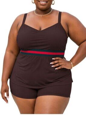 Jinxueer Plus Size 24W Tankini Set 2-Piece Swimsuit Racerback Top Boy Shorts
